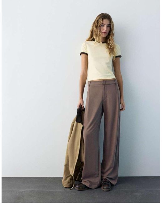Pull&Bear Brown Tailored Darted Pants