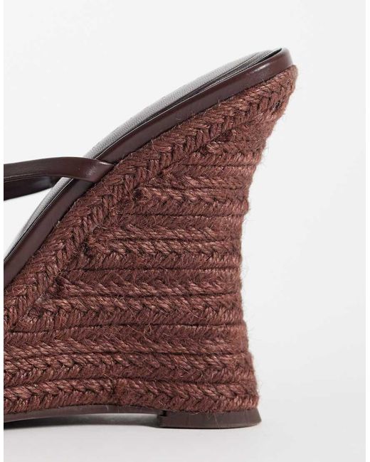 ASOS Brown Tia Skinny Wedge Sandals With Fossil Detail