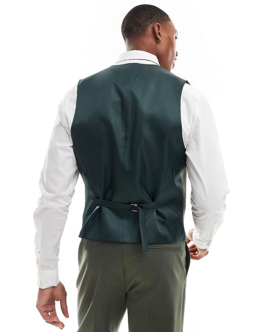 ASOS Green Slim Suit Waistcoat for men