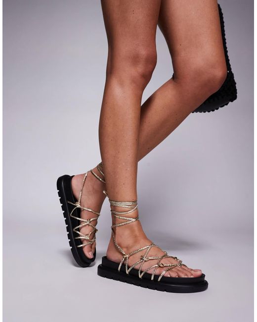 SIMMI Brown Simmi london – billie – riemchensandalen