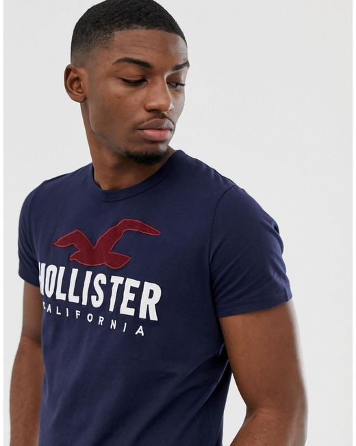 Camiseta azul marino con logo Hollister de hombre de color Azul | Lyst
