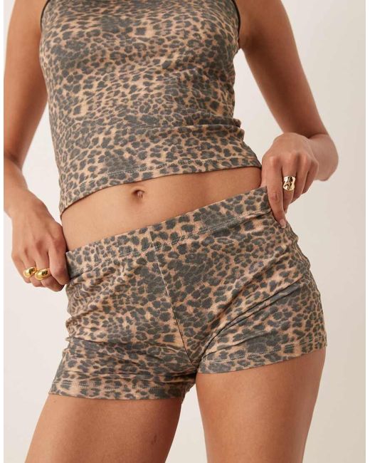 ASOS Micro-Short Met Luipaardprint, Deel Van Co-Ord Set in het Natural