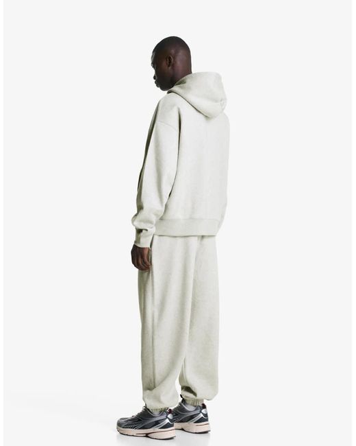 Felpa Con Cappuccio Chiaro di Bershka in White da Uomo