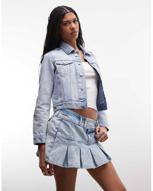 Juicy Couture White Diamante Co-ord Logo Mini Denim Pleated Skirt