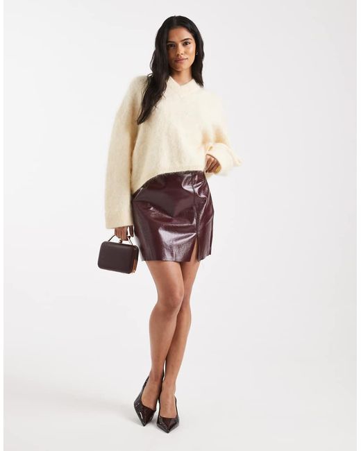 Vero Moda Red Vinyl Mini Skirt