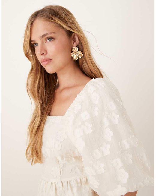 Y.A.S Jacquard Geweven Top Met Pofmouwen in het White