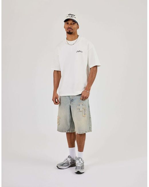 CERNUCCI White Cherub Chain Stitch Oversized T-Shirt for men