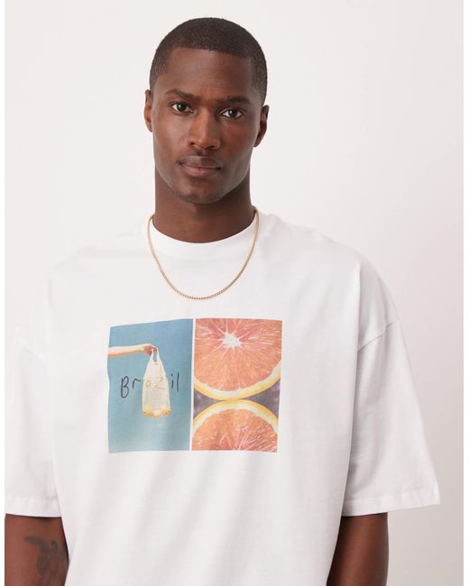 ASOS White Oversized T-shirt With Front Chest Print for men