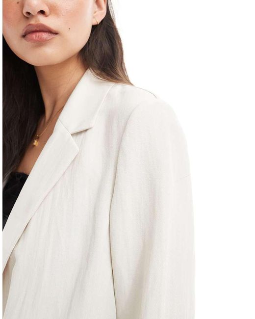 Stradivarius Blazer Van Kreukelstof in het White