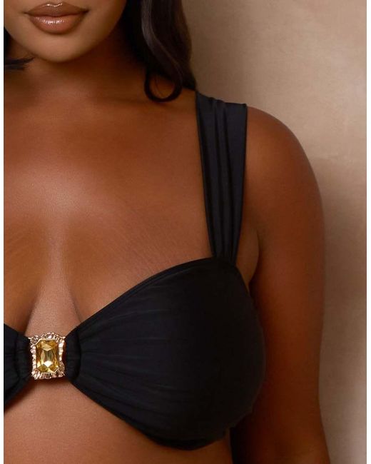 Moda Minx Curve Brown X Alessa Tyrrell-charles Bralette Bikini Top With Hardware Detail