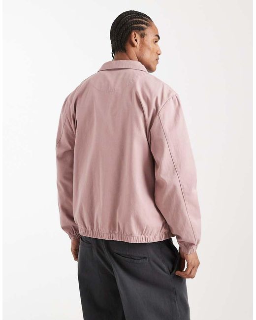 ASOS Pink Cotton Harrington Jacket for men