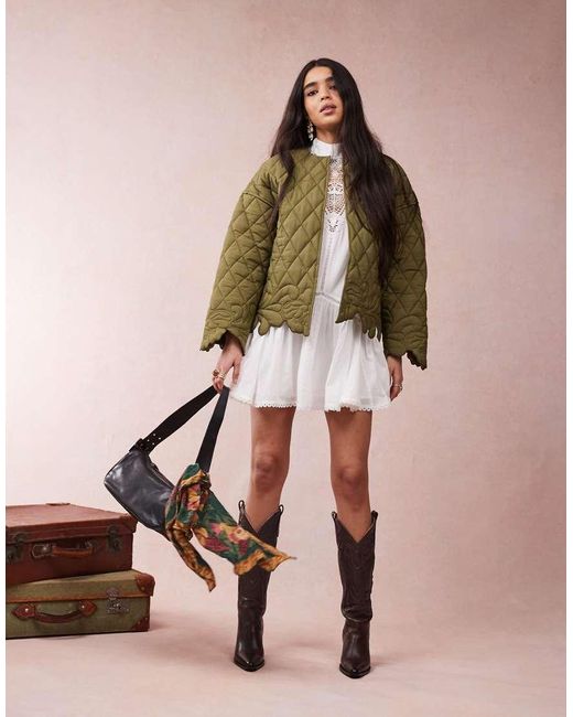 Chaqueta Guateada Con Diseño Recortado De -Sin Color ASOS de color Green