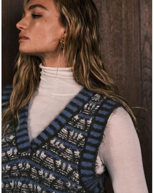 Object Black Stripe Patterned Knitted Vest