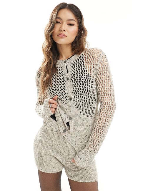 Cardigan traforato vestibilità ristretta di ASOS in Gray