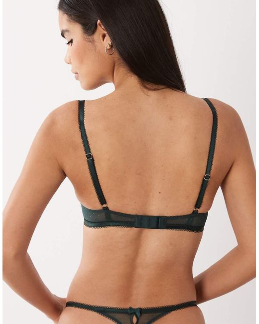Boux Avenue Green Zoe Embroidered Mesh Thong