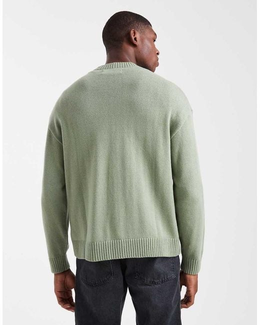 Hollister Green Boxy Knitted Jumper for men
