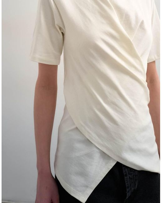 TOPSHOP White Wrap Front Half Sleeves Top