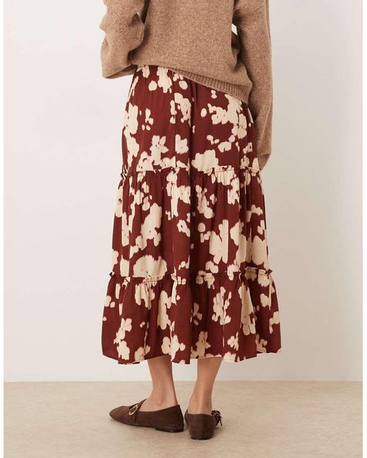 Wednesday's Girl Natural Tiered Floaty Midi Skirt