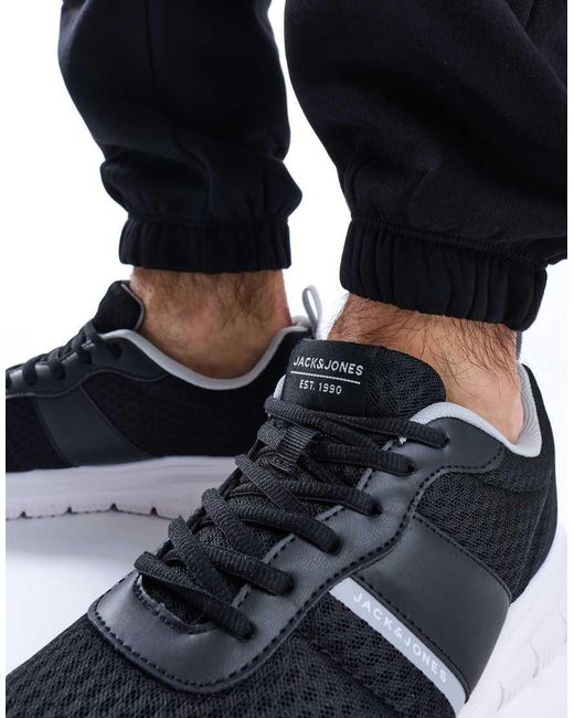 Jack & Jones Black Taylor Mesh Polyurethane Standard Trainers for men