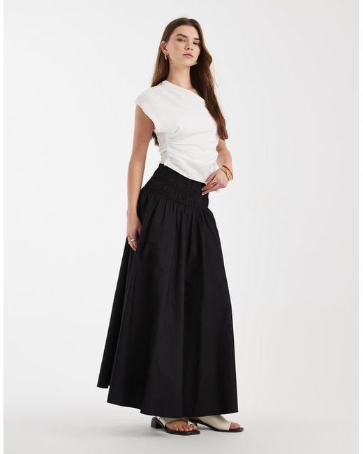 ASOS White Shirred Waist Detail Maxi Skirt