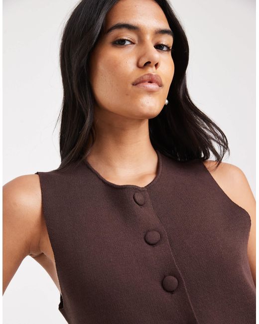Vero Moda Purple Knitted Mini Dress With Covered Buttons