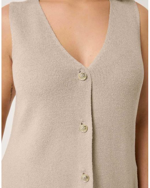 Yours Clothing White Knitted Waistcoat