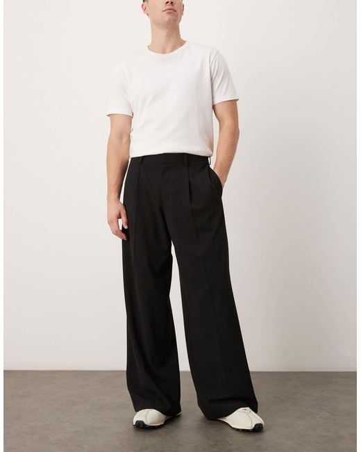 ASOS Black Smart Loose Leg Trousers for men