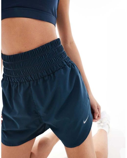 Nike Blue Nike One Training Dri-Fit High Waisted 3 Inch Shorts