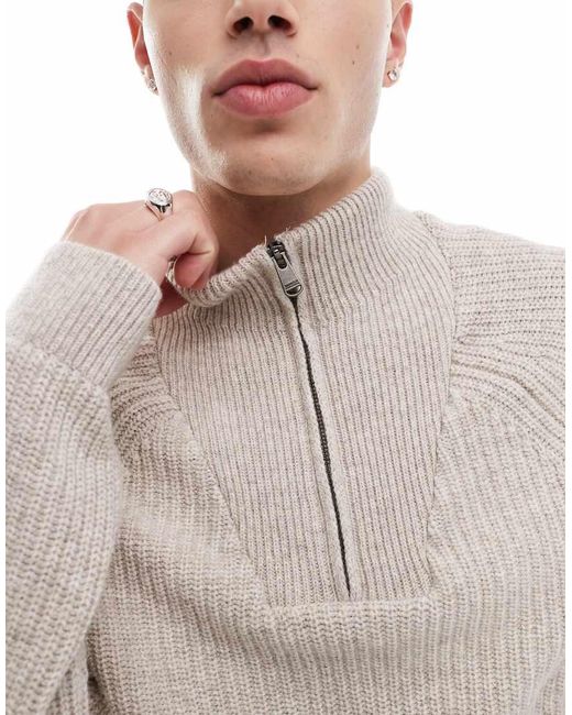 Barbour Gray Chester Funnel Knit Jumper for men