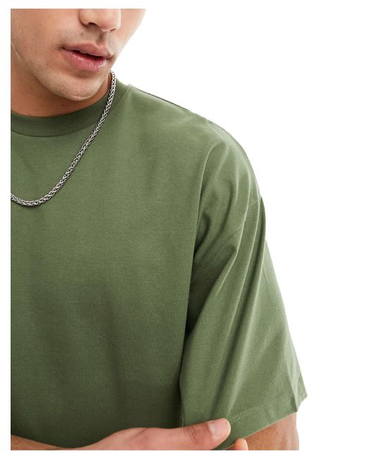 SELECTED Green Oversized Heavy Weight T-shirt for men