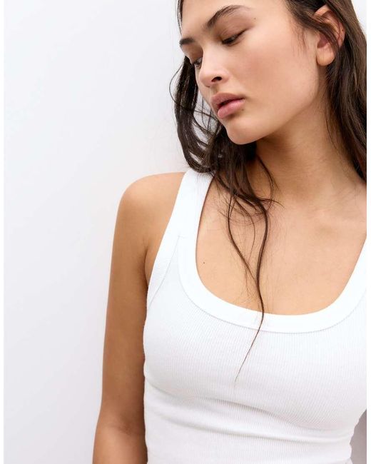 Pull&Bear Blue Ribbed Tank Top