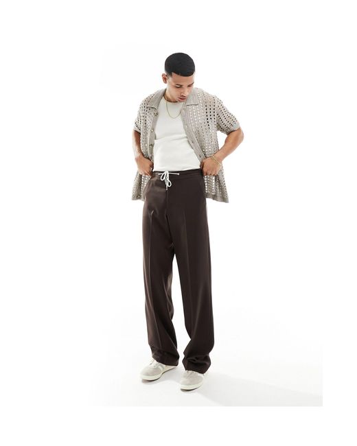 ASOS White Relaxed Knitted Pointelle Button Through Polo for men