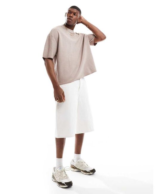 T-Shirt Lavorata A Nido D'Ape Grigia Slavato di Bershka in Gray da Uomo