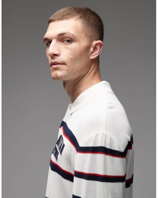 Tommy Hilfiger Gray Knitted Striped Polo Sweatshirt for men