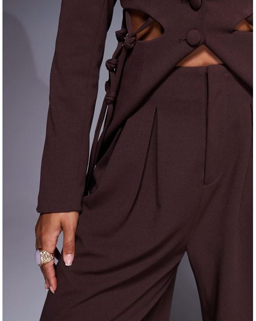 ASOS Purple Crepe Wide Leg Tailored Trouser Co-Ord