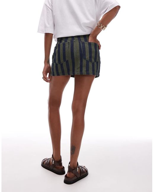 Minifalda Vaquera Muy Corta Caqui A Rayas De TOPSHOP de color White