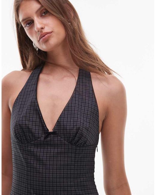 Nia Black Ollie Halter Neck Pinstripe Dress
