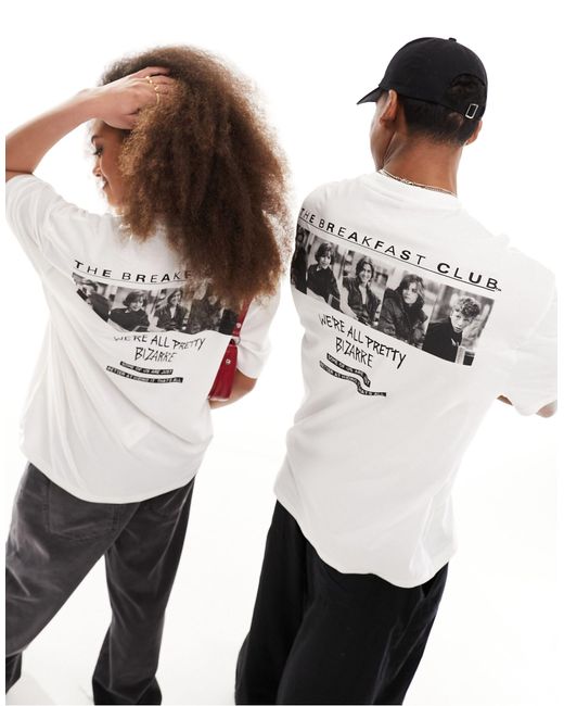 T-shirt bianca unisex con grafiche "the breakfast club" su licenza di ASOS in White
