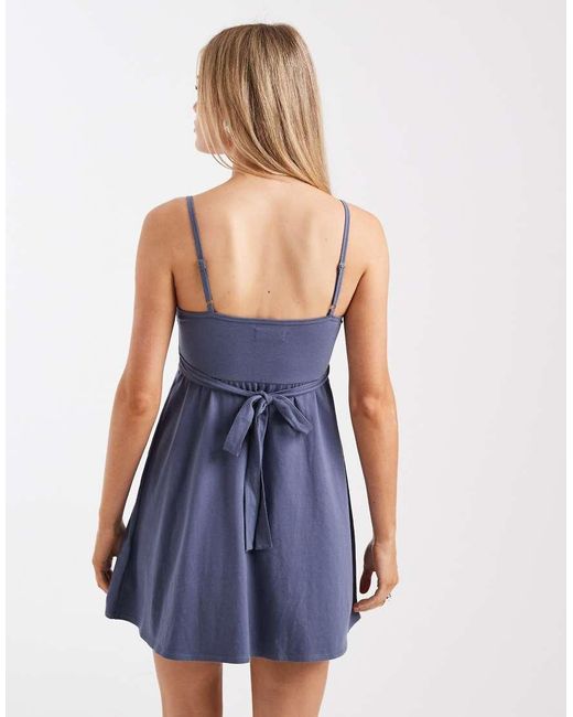 Hollister Blue Y2k Pintuck Knit Mini Dress