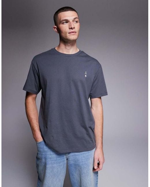 Jack & Jones Blue Oversized T-shirt With Ace Of Spades Back Print for men