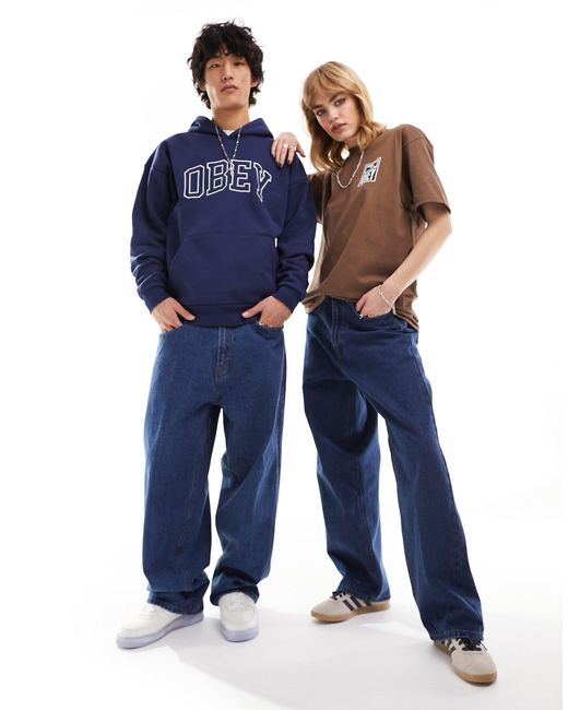 Bigwig - jeans ampi unisex stile skater stone wash di Obey in Blue