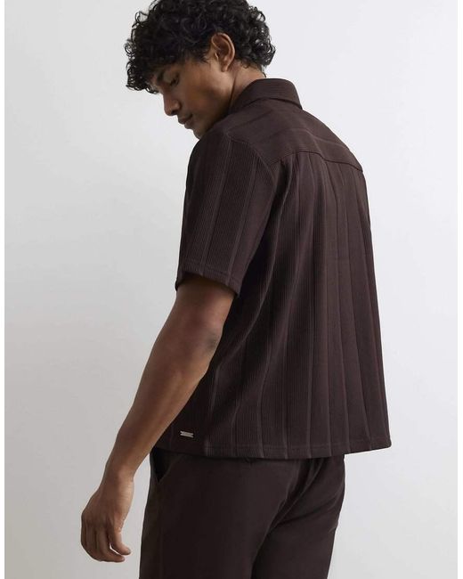 River Island Black Boxy Fit Plisse Shirt for men