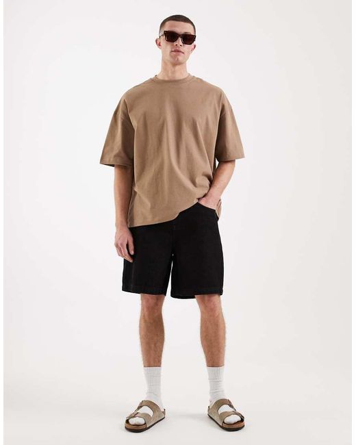 ASOS Natural Mid Length Denim Jorts for men