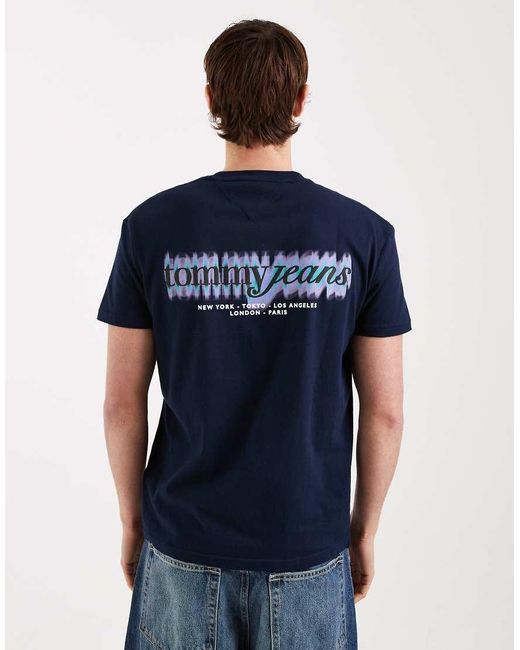 Tommy Hilfiger Blue Blurry Script Back Graphic T-shirt for men