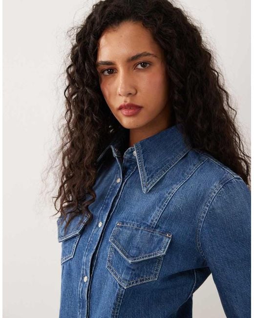 Boss Blue Fitted Denim Shirt