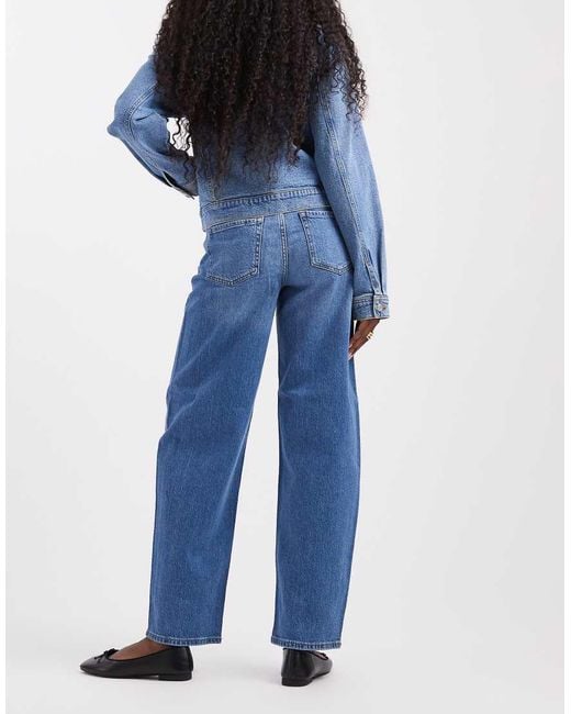 Pieces Blue Grace Barrel Leg Jeans