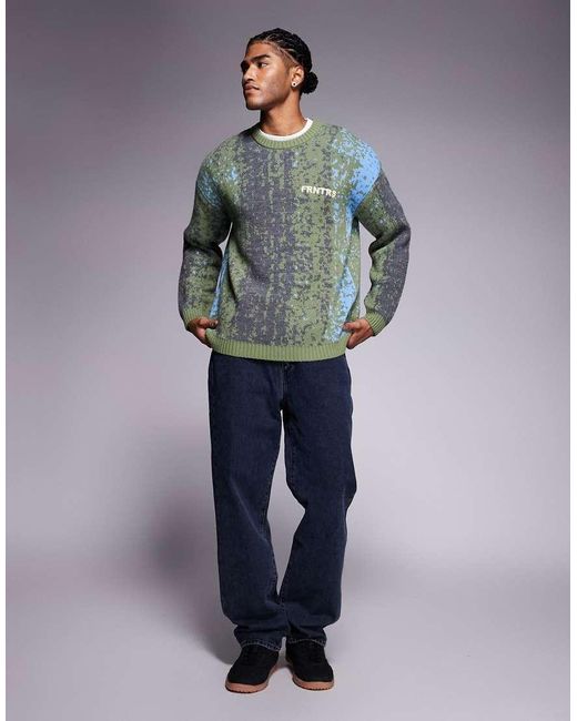 ASOS Ruimvallende Gebreide Trui Met Kleurverloop En Frntrs-Borduursel in het Gray voor heren