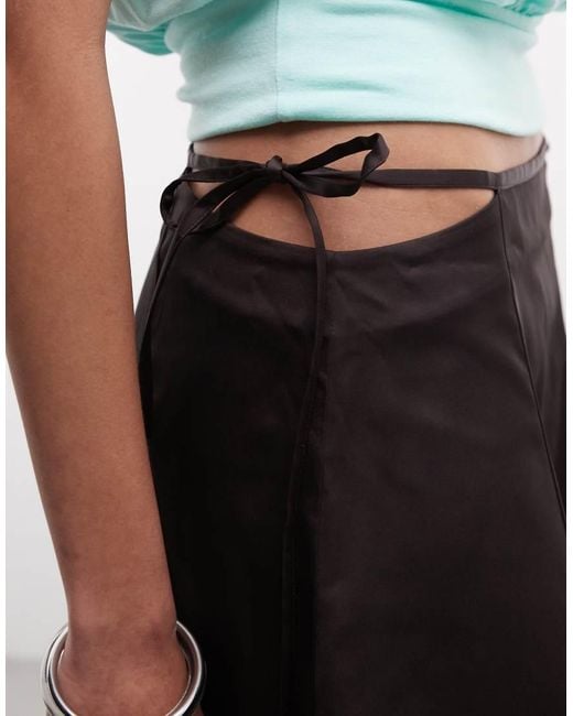 Monki Blue Low Rise Festival Mini Skirt With Cut-outs
