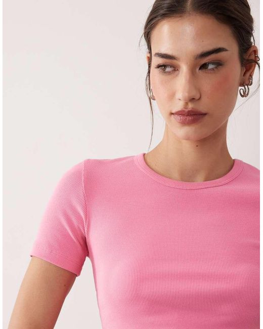 JJXX Pink Frankie Ribbed T-shirt
