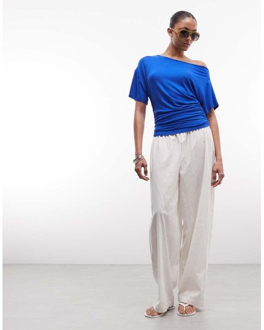 Collusion Blue Off Shoulder Drapey Top